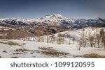 White Cold Winter View of Mount St. Helens, Skamania County, Washington, United States