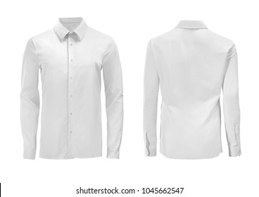 White color formal shirt with button down collar isolated on white - Shutterstock ID 1045662547