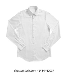 White Color Formal Shirt With Button Down Collar Isolated On White