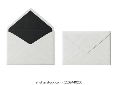 White Color Open And Closed Envelope Size 16x22 On A White Background