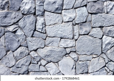 White color of stone brick wall texture abstract background.  Grey Brickwork or stonework wall.