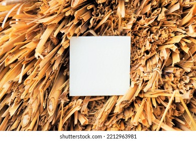 White Comment Space Mockup Against A Cross Section Of Bundled Brown Straw