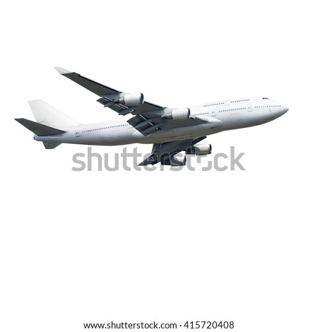 white commercial airplane flying in the sky do not spread the wheel and keep folding wheel in body isolated on white background This has clipping path