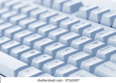 White computer keyboard close-up.
