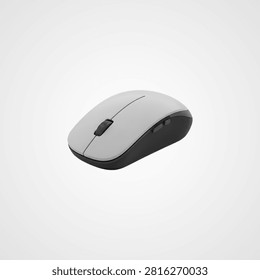 White computer mouse with black scroll wheel on white background