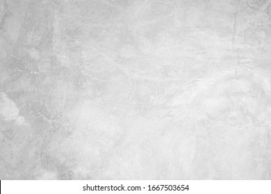 White Concrete Wall For Interior Or Outdoor Exposed Surface Polished. Cement Have Sand And Stone Of Tone Vintage, Grey Natural Concrete Loft Patterns Old Antique, Design Work Floor Texture Background.