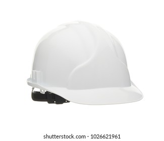 White construction helmet ( hard hat) on a white background. Protective clothes.