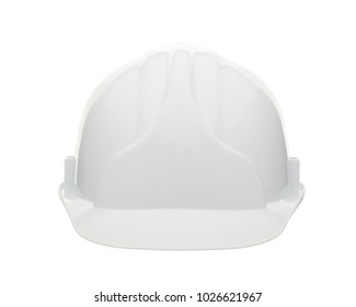 White Construction Helmet ( Hard Hat) On A White Background. Protective Clothes.