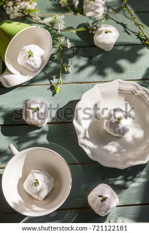 Similar – Image, Stock Photo Green Wellness with Massage Compress Herbs Ball and Flowers