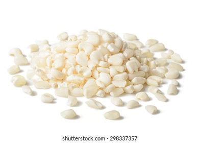white corn grits on white, tilt shift lens