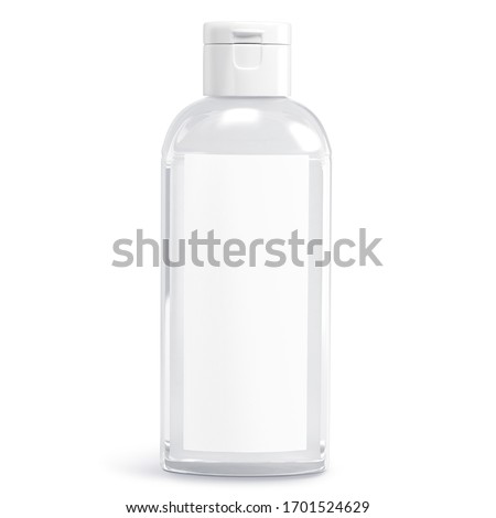 Сlear white cosmetic bottle isolated on white background. Hand sanitizer bottle. Antimicrobial liquid gel. Hand hygiene. Shampoo bottle. 3D rendering