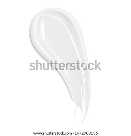 White Cosmetic Cream Isolated on White Background. Skin Tone CC Cream Tear Shape. Lipstick Smear. Lip Gloss Smudge. Grooming Products. Cosmetics BB Makeup Swatche. Drop of Liquid Foundation Stroke