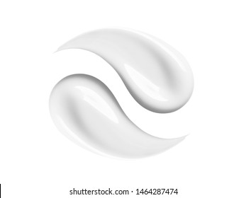 White Cosmetic Cream Swipe Isolated On White Background. Makeup Foundation Smear. BB, CC, DD Cream Texture