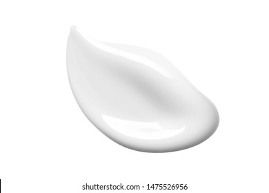 White Cosmetic Cream Swipe Isolated On White Background. Make Up Foundation Smudge. BB, CC Cream Smear Texture