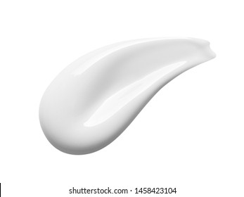 White cosmetic cream texture. Lotion smear isolated on white background. Beauty skin care product swipe. BB cream swatch.