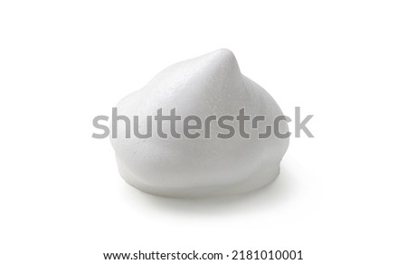 White cosmetic foam mousse, cleanser, shaving foam, shampoo isolated on white background. Foamy skin care product