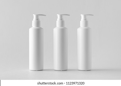 White Cosmetic Shampoo Dispenser Bottle Mock-up.