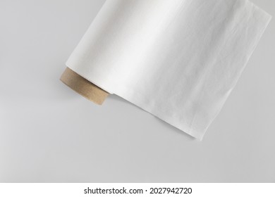 White Cotton Fabric Roll Mockup	
