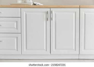 White counters in modern kitchen