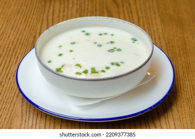 White Cream Soup With Greens