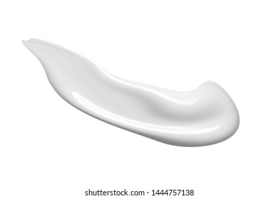 White Cream Swipe Isolated On White Background. Makeup Foundation Smudge. BB, CC Cream Texture