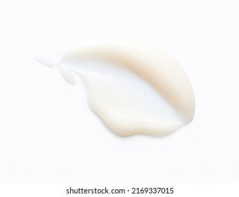 White Cream Swipe Isolated On White Background. Makeup Foundation Smudge. BB, CC Cream Texture