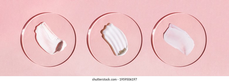 White Cream Texture On A Pink Background.