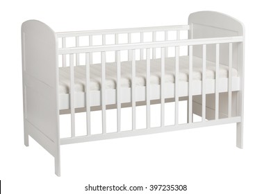 White crib for kids isolated on white background