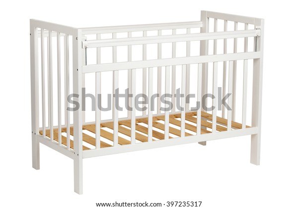 White Crib Kids Without Mattress Isolated Stock Photo Edit Now