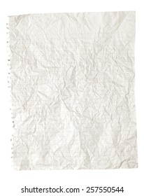 White Crinkled Or Crumpled Spiral Bound Torn Ruled Paper As Background