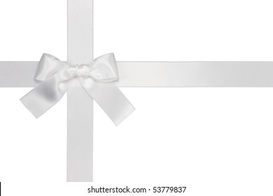 white cross ribbon with bow isolated