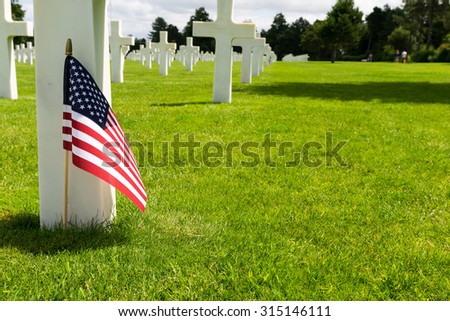 White crosses in American Cemetery, Coleville-sur-Mer, Omaha Beach, Normandy, France