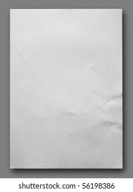 White crumpled paper on Gray background isolated