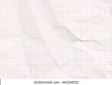 White Crumpled Paper. Red Graph Lines.