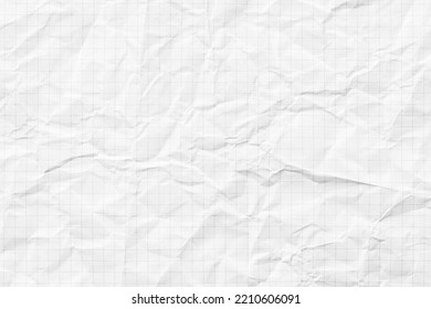 white crumpled paper texture background, checkered notebook sheet - Shutterstock ID 2210606091