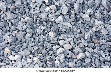 White Crushed Gravel Stones Texture Background. 
Gray Rubble Gravel Construction Rock Pebble Pattern. 
Top View.