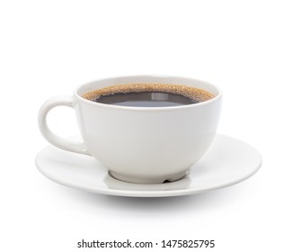 White cup of black coffee isolated on white background with clipping path - Shutterstock ID 1475825795