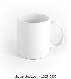 White cup on gray background