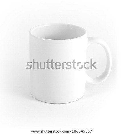 White cup on gray background