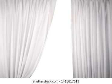 White Curtain With Sunlight On A White Background