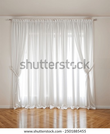 White curtains in a bright room with a window
