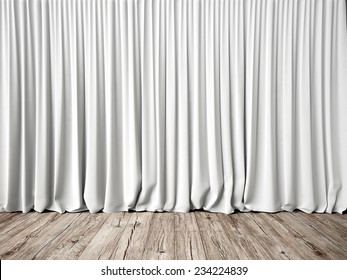 White Curtains And Wood Floor