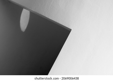 White Curve Cement Architecture With Black Shadow Triangle Corner Background