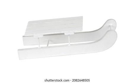 White Decorative Wooden Sleigh Isolated On White