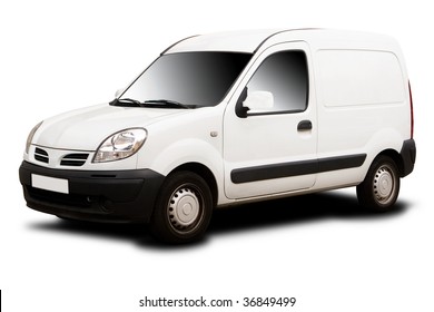 A White Delivery Van Isolated On White