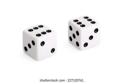 White dice isolated on white background