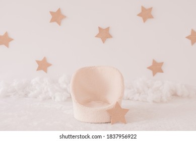 White digital background stars and clouds for newborn