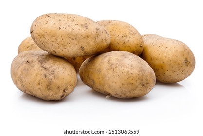 White dirty potatoes isolated on a white background