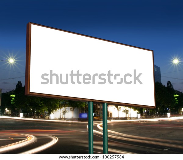 white display\
advertising with traffic at\
night