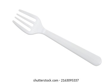 White Disposable Plastic Fork Isolated On White